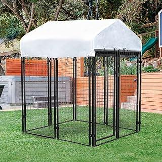 Large Outdoor Dog Kennel Galvanized Steel Fence with UV-Resistant Oxford Cloth Roof