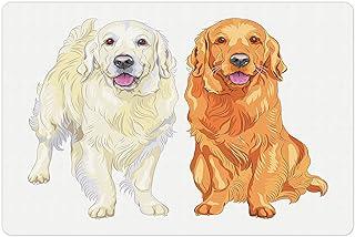Ambesonne Golden Retriever Pet Mat for Food and Water