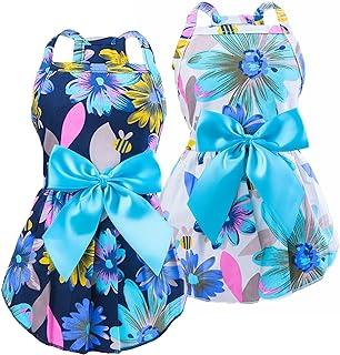 New Spring Summer Puppy Dress,Cute Colored Sun Flower Dog Bow Skirt for Small Girl